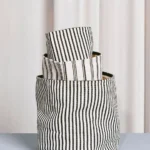 Black and White Striped Canvas Basket